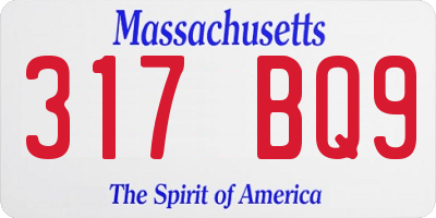 MA license plate 317BQ9