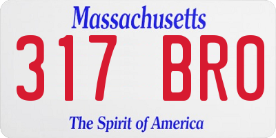 MA license plate 317BR0