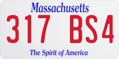 MA license plate 317BS4