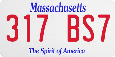 MA license plate 317BS7