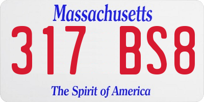 MA license plate 317BS8