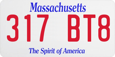 MA license plate 317BT8