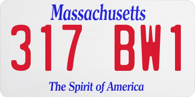 MA license plate 317BW1