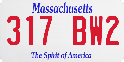 MA license plate 317BW2