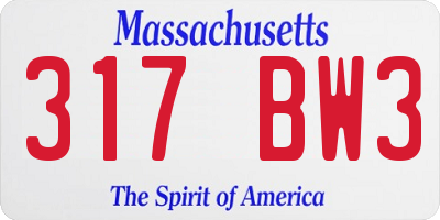 MA license plate 317BW3