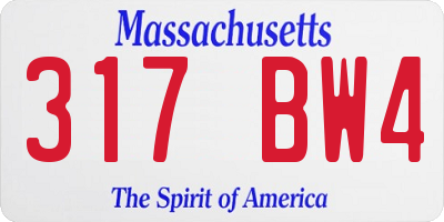 MA license plate 317BW4