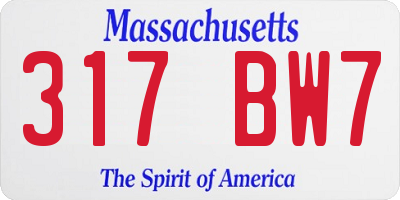 MA license plate 317BW7