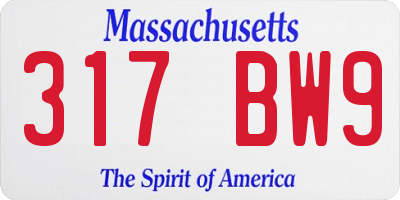 MA license plate 317BW9