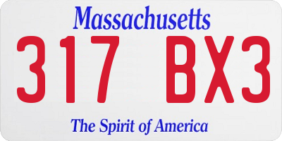 MA license plate 317BX3