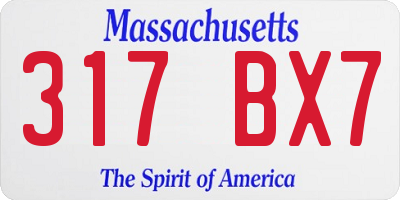 MA license plate 317BX7