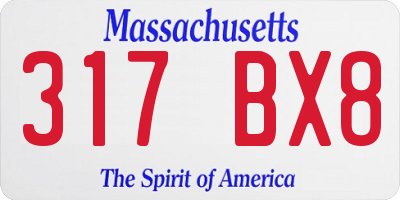 MA license plate 317BX8