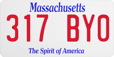 MA license plate 317BY0