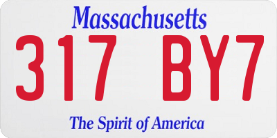 MA license plate 317BY7