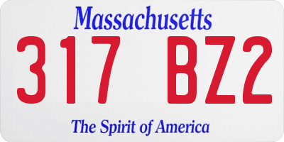 MA license plate 317BZ2