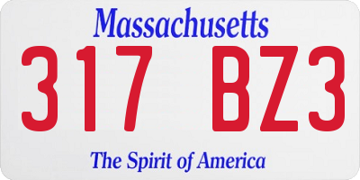 MA license plate 317BZ3