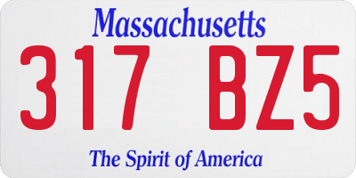 MA license plate 317BZ5