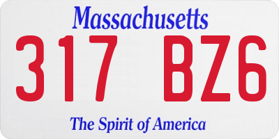 MA license plate 317BZ6