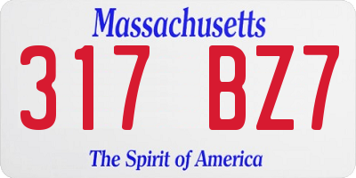 MA license plate 317BZ7