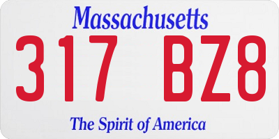 MA license plate 317BZ8