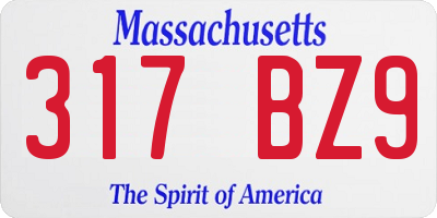 MA license plate 317BZ9