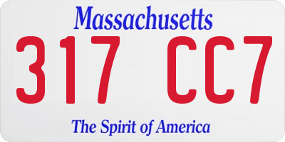 MA license plate 317CC7