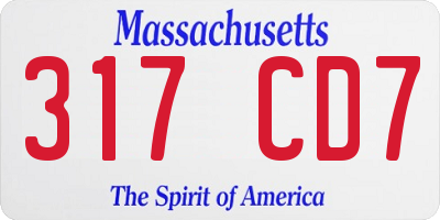 MA license plate 317CD7