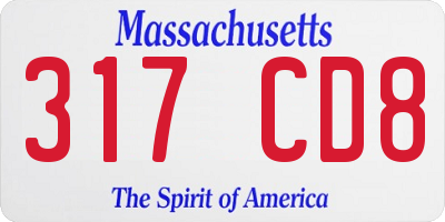 MA license plate 317CD8