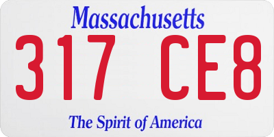 MA license plate 317CE8
