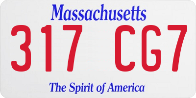 MA license plate 317CG7