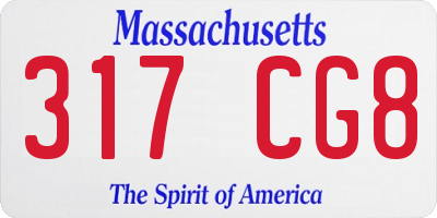 MA license plate 317CG8