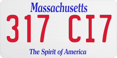 MA license plate 317CI7