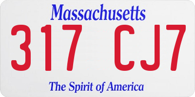 MA license plate 317CJ7