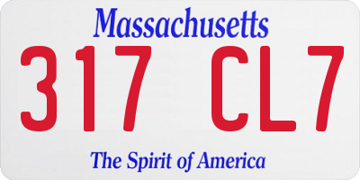MA license plate 317CL7
