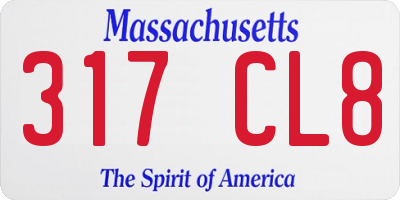 MA license plate 317CL8