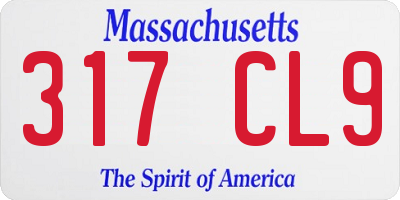 MA license plate 317CL9
