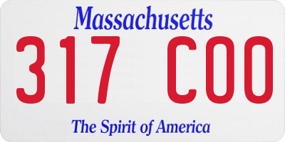 MA license plate 317CO0