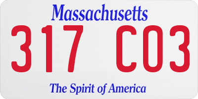 MA license plate 317CO3