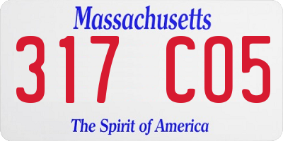 MA license plate 317CO5