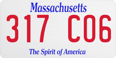 MA license plate 317CO6
