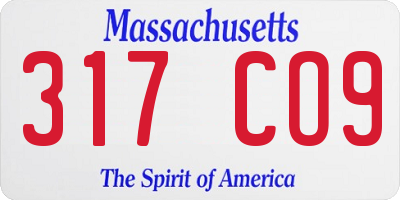 MA license plate 317CO9