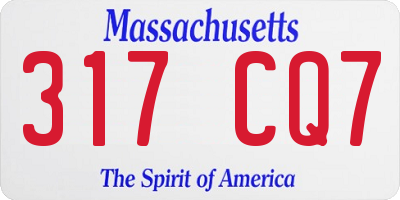 MA license plate 317CQ7