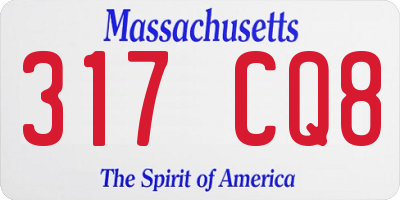 MA license plate 317CQ8
