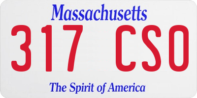 MA license plate 317CS0