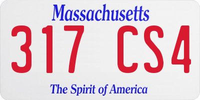 MA license plate 317CS4