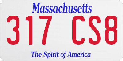 MA license plate 317CS8