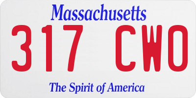 MA license plate 317CW0