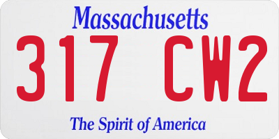 MA license plate 317CW2