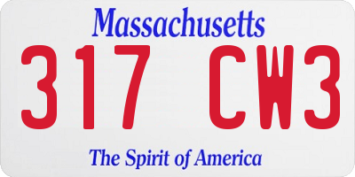 MA license plate 317CW3