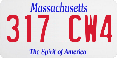 MA license plate 317CW4