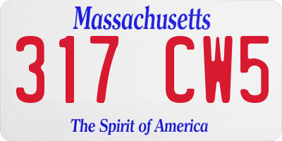 MA license plate 317CW5